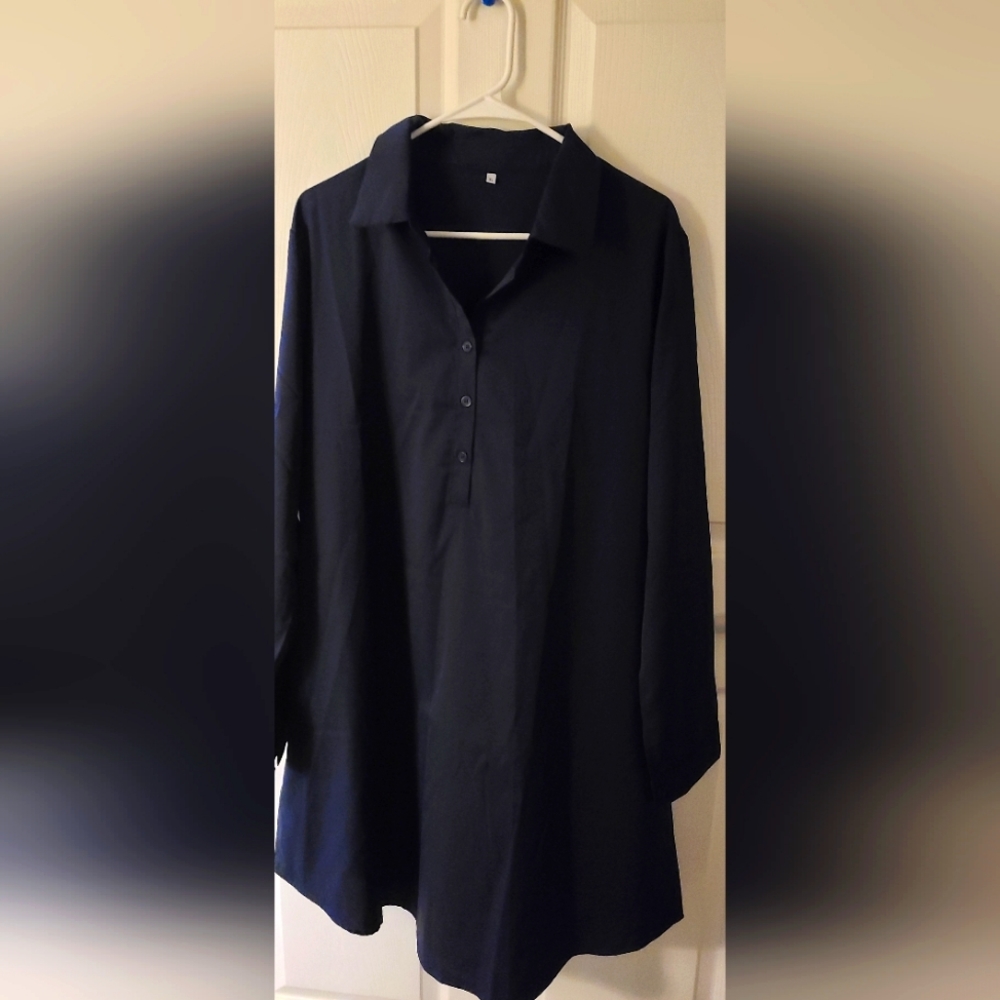 Navy Blue Long Blouse New No Tags